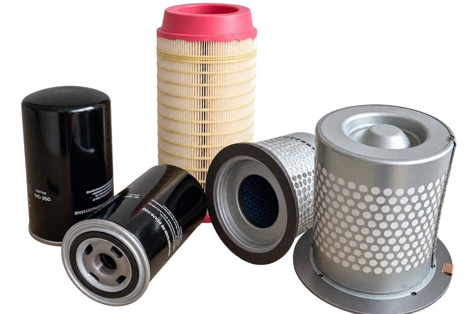 Fotografía de filtros de aire, aceite y separadores para compresores, proporcionada por AWO